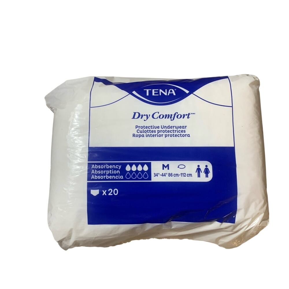 TENA Dry Comfort Disposable Unisex Adult Absorbent Underwear  Medium  20 Ct